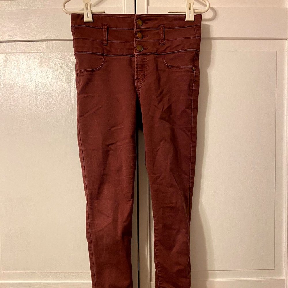 High Waisted Burgundy Skinny Jeans/Jeggings